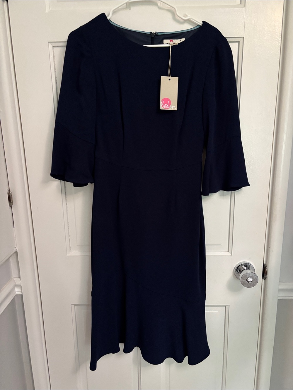 Boden Navy Bell-Sleeve Midi Dress